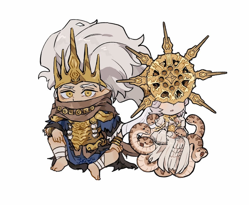 dark sun gwyndolin and nameless king (dark souls and 2 more) drawn by zunkome