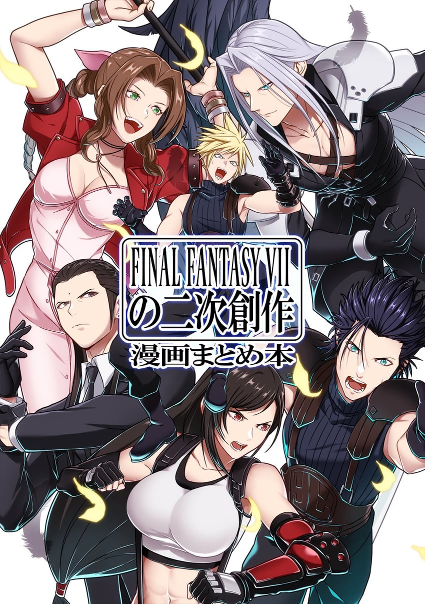 tifa lockhart, cloud strife, aerith gainsborough, sephiroth, zack fair, and 1 more (final fantasy and 3 more) drawn by igusaharu