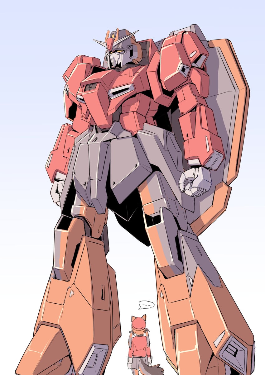 island fox and zeta gundam (gundam and 3 more) drawn by kosai_takayuki