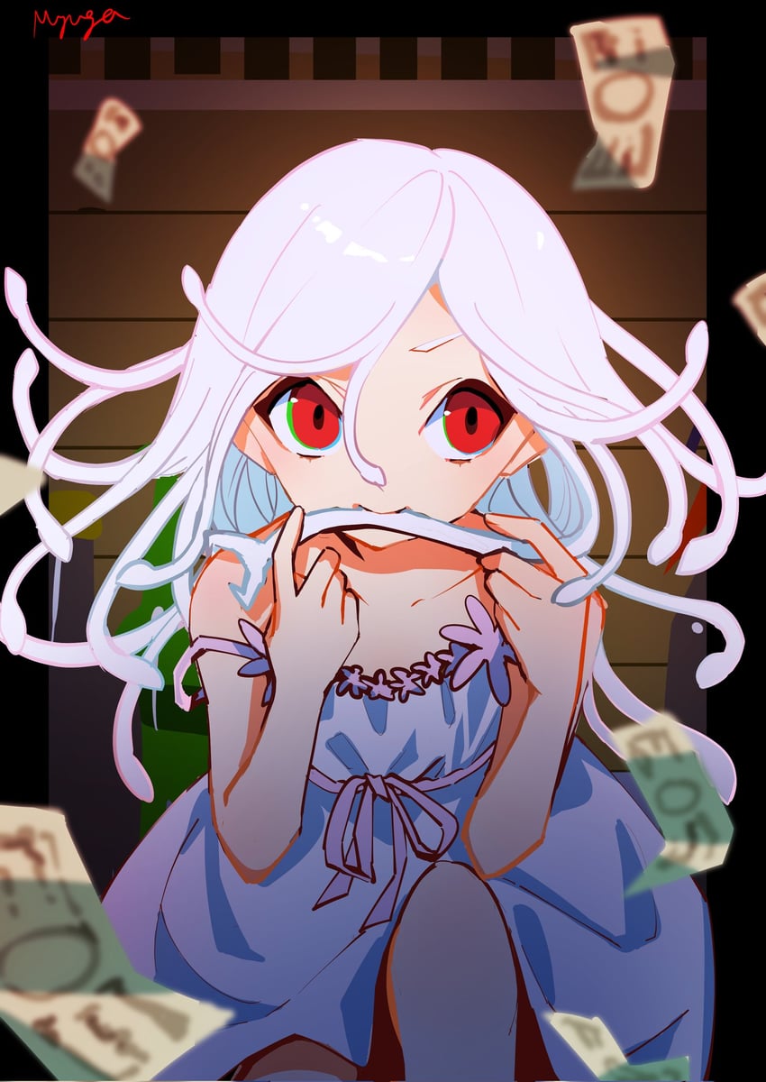 sengoku nadeko and god nadeko (monogatari and 1 more) drawn by myuga66666