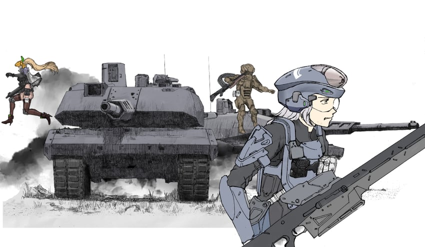 idoll sun, product 08, and product 12 (goddess of victory: nikke) drawn by ogirin3948