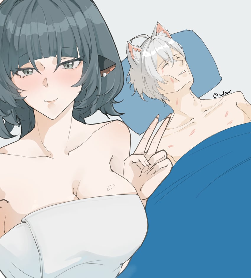 jane doe and seth lowell (zenless zone zero) drawn by colar_(lumisimp1)