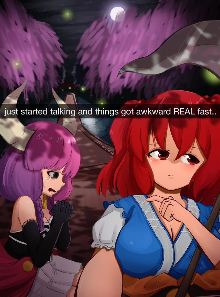 onozuka komachi and aura (touhou and 1 more) drawn by cloudykeyz