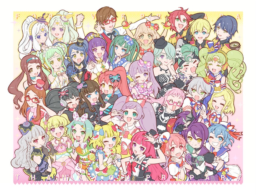 manaka laala, manaka non, kurosu aroma, minami mirei, reona west, and 29 more (pretty series and 2 more) drawn by renkon_(renrenrenkonkon)