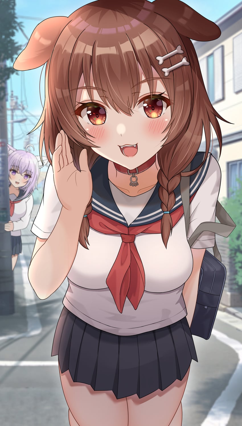 nekomata okayu and inugami korone (hololive) drawn by hisui_(user_zvkr2432)