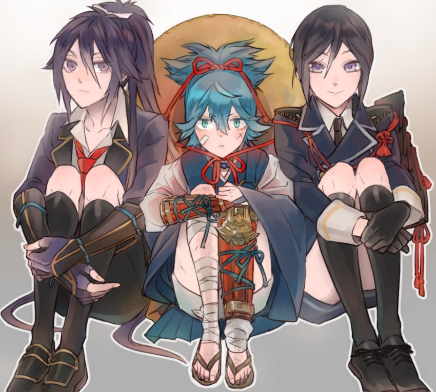 yagen toushirou, sayo samonji, and fudou yukimitsu (touken ranbu) drawn by nazuna_higurasi