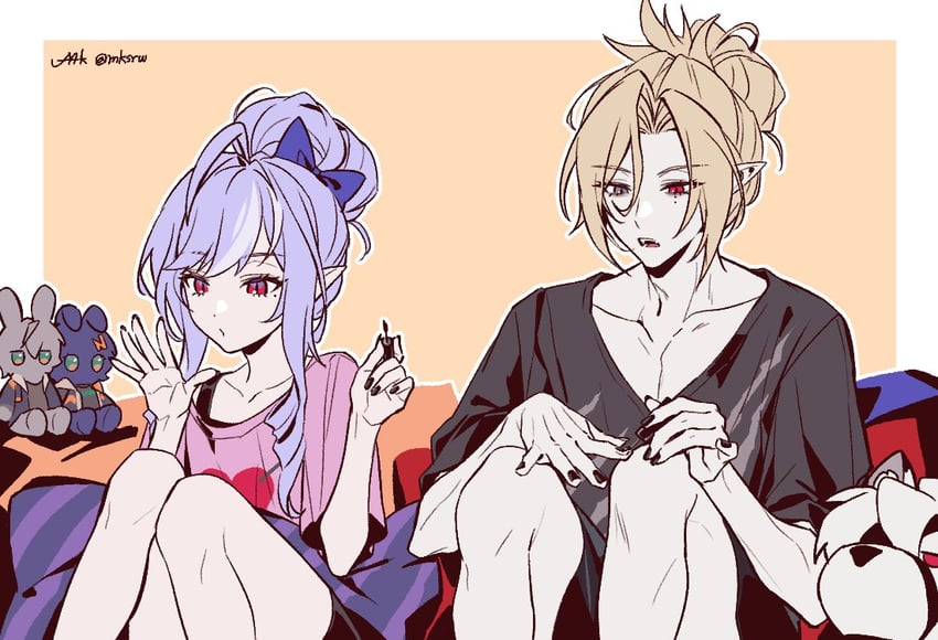 belle, wise, vivian banshee, von lycaon, and hugo vlad (zenless zone zero) drawn by maka_(mksrw)