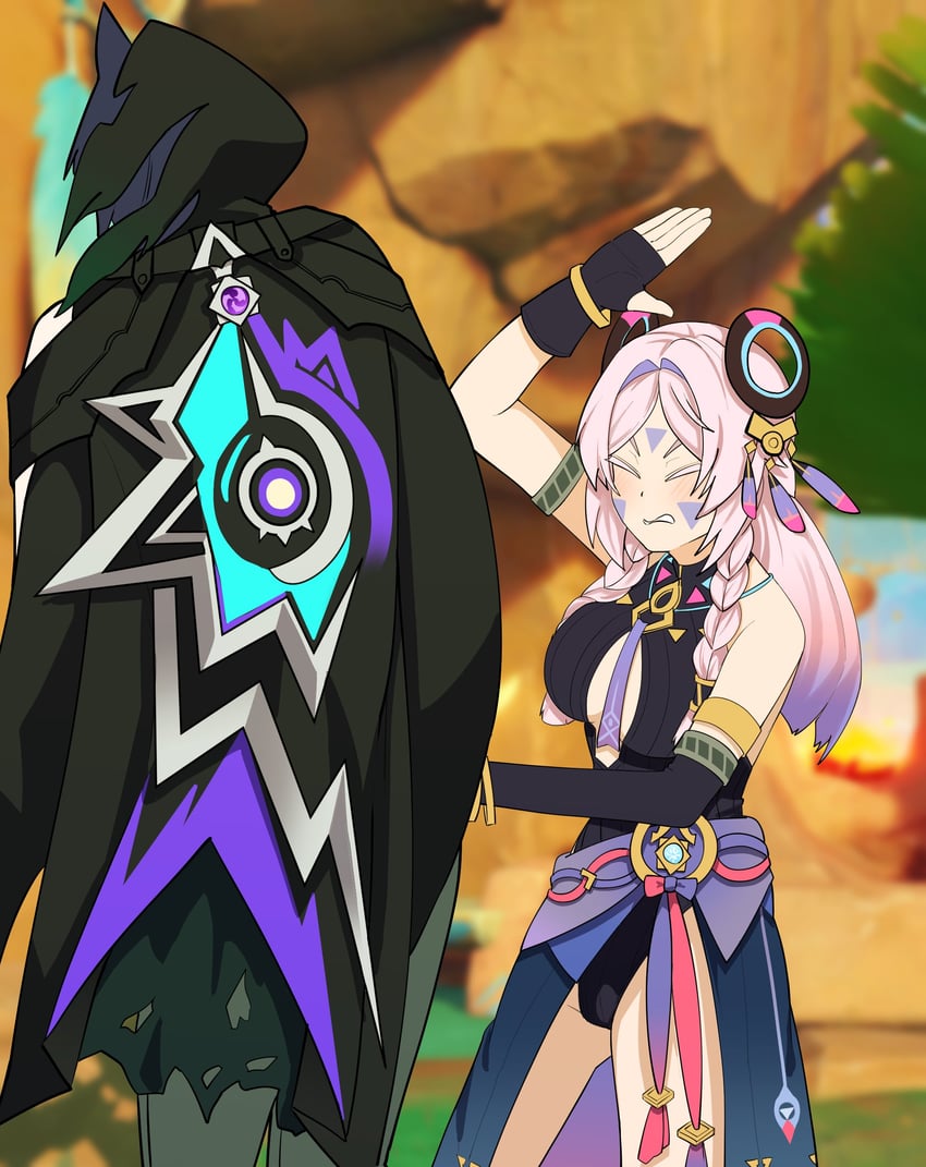 citlali and ororon (genshin impact) drawn by marucody