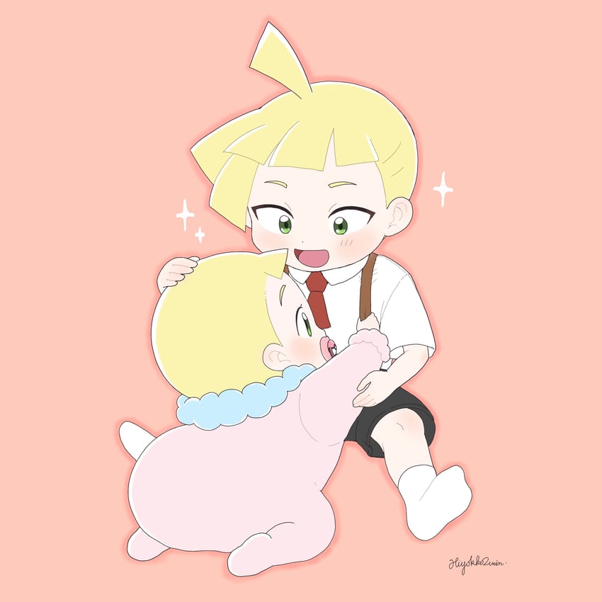 lillie and gladion (pokemon and 1 more) drawn by hiyokko2min