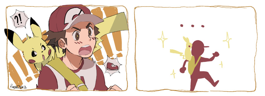 pikachu and red (pokemon and 1 more) drawn by rica_diaz