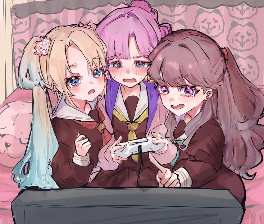fujishima megumi, osawa rurino, and anyoji hime (love live! and 1 more) drawn by jin_(oihlf)