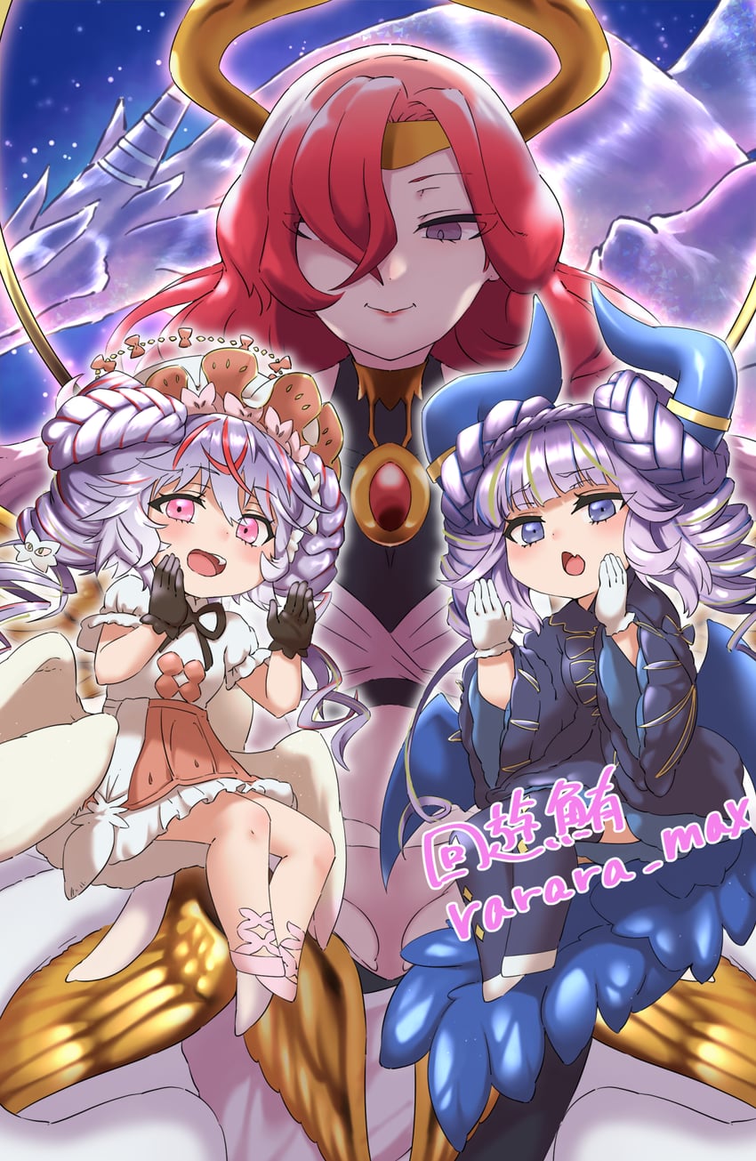 dimonno vaalmonica, angello vaalmonica, zebufera vaalmonican hallow heathen, and duralume vaalmonican heathen hallow (yu-gi-oh!) drawn by kaiyumaguro