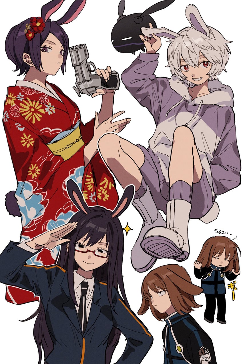 kuga yuuma, kitora ai, usami shiori, and kikuchihara shirou (world trigger) drawn by aoi_(yooo009)