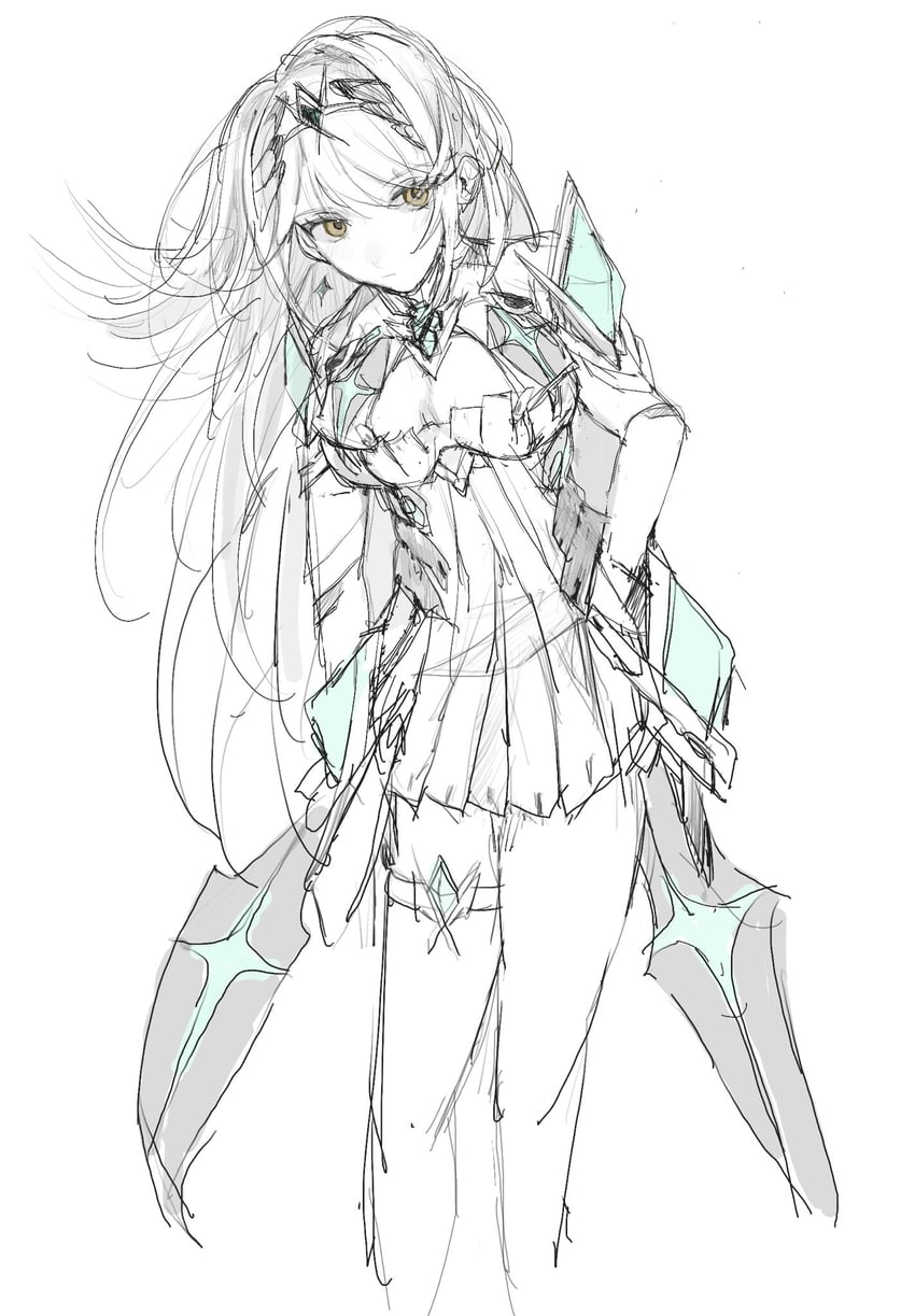 mythra (xenoblade chronicles and 1 more) drawn by temmm_o