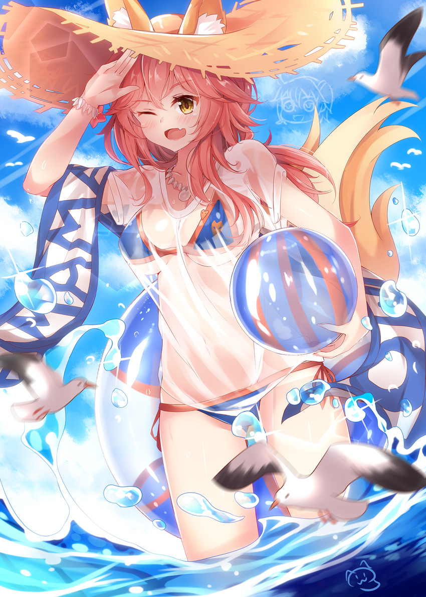 fujimaru ritsuka, tamamo, and tamamo no mae (fate and 1 more) drawn by nahaki