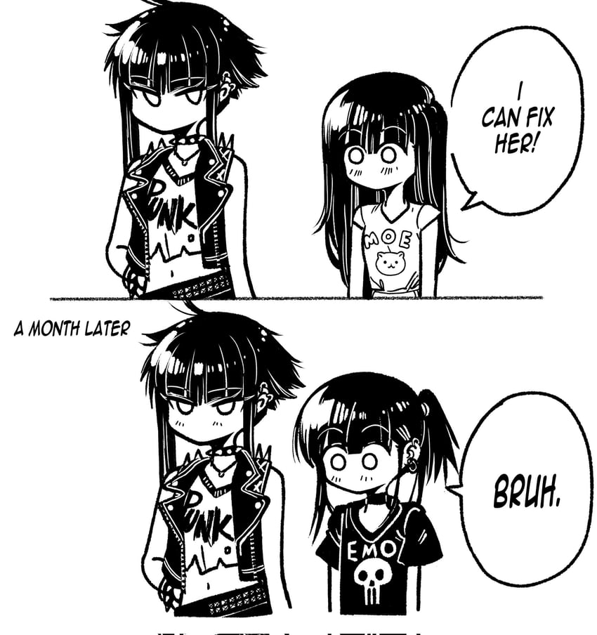 emo-girl and punk-girl (original) drawn by grs-