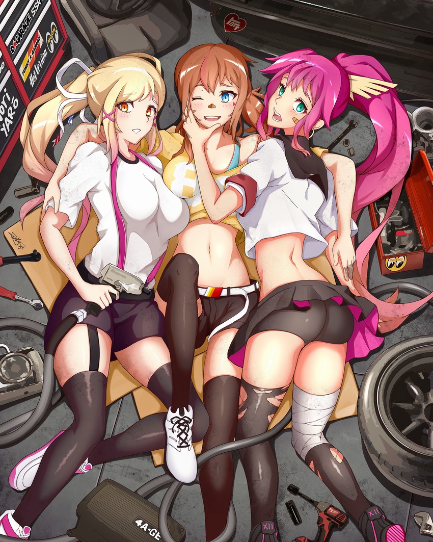 kaho, manami, and kaguya (original) drawn by funkygarage