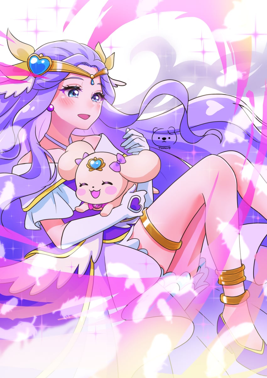 fuurin asumi, cure earth, and latte (precure and 1 more) drawn by moro_precure