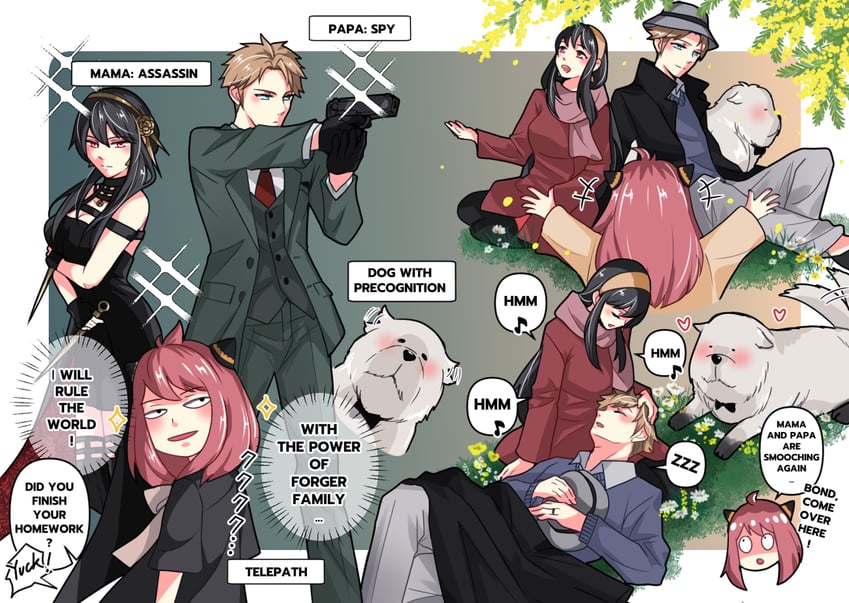 yor briar, anya, twilight, and bond (spy x family) drawn by babigonice