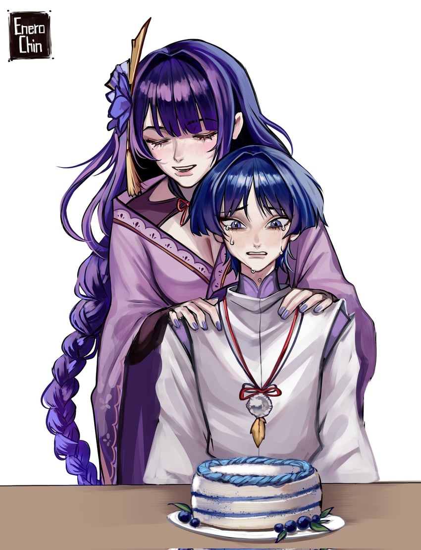 raiden shogun and scaramouche (genshin impact) drawn by enerochinarts