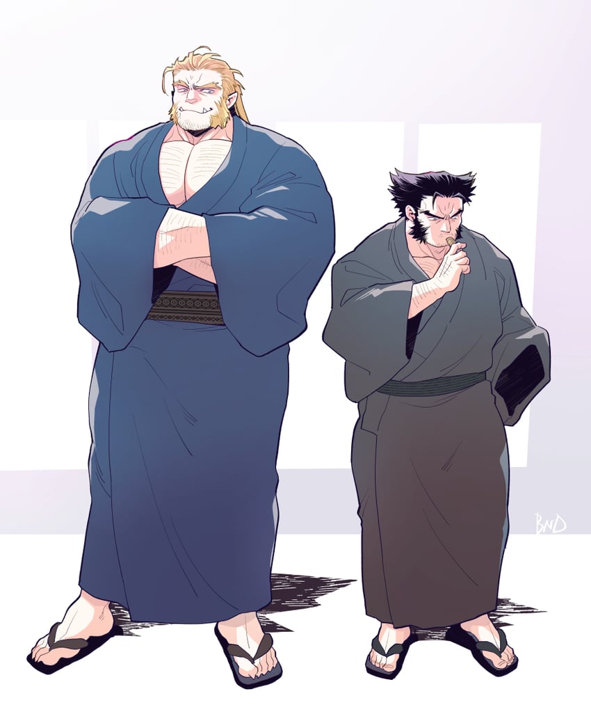 wolverine and sabertooth (marvel and 1 more) drawn by sekijaku