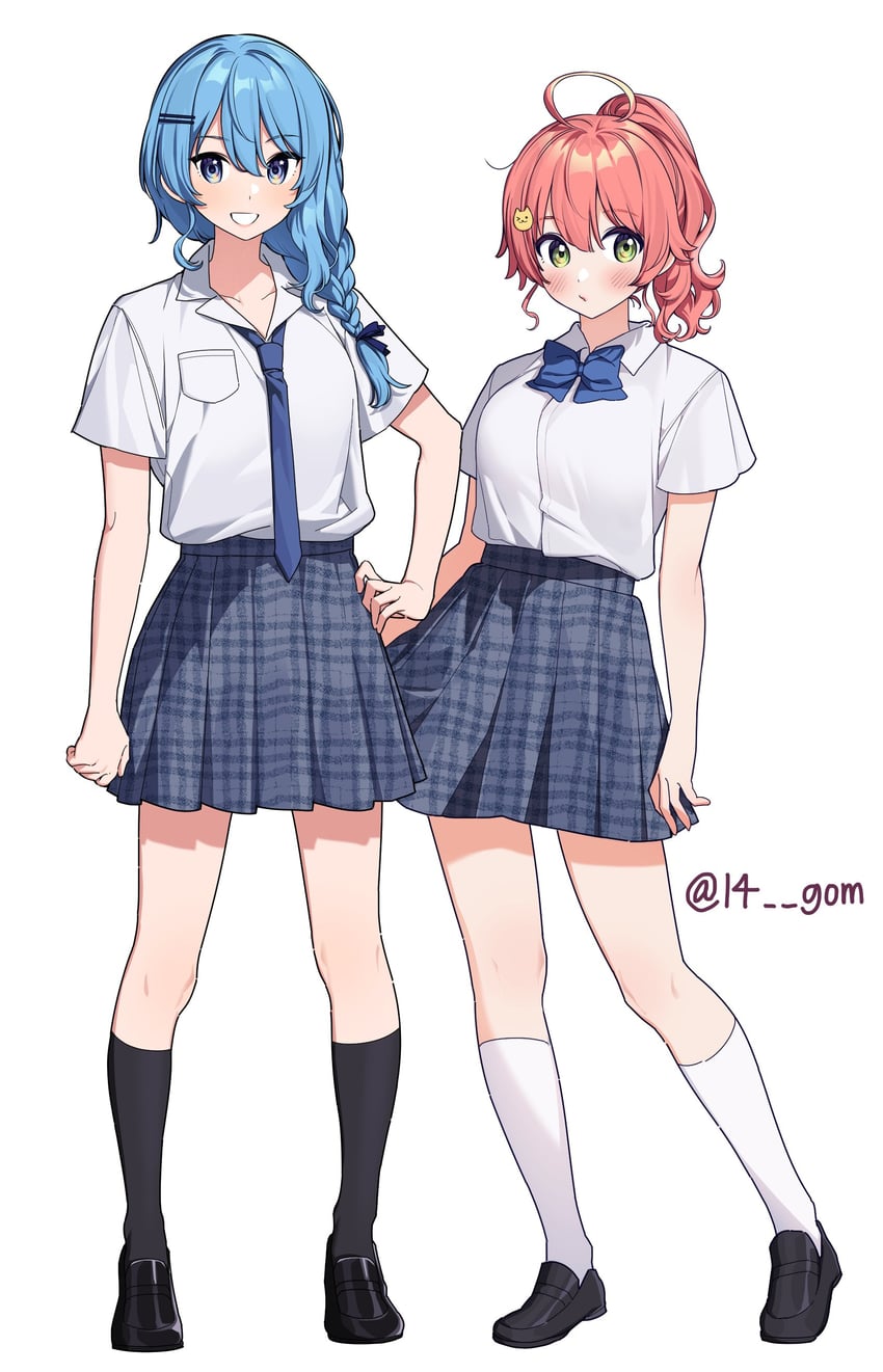 hoshimachi suisei and sakura miko (hololive and 1 more) drawn by 14_(vision5032)
