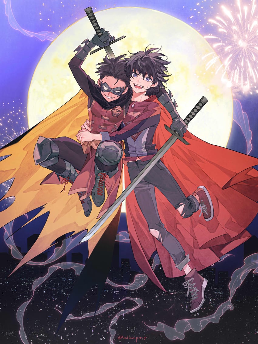 robin, damian wayne, superboy, and jonathan kent (dc comics and 3 more) drawn by alamp519
