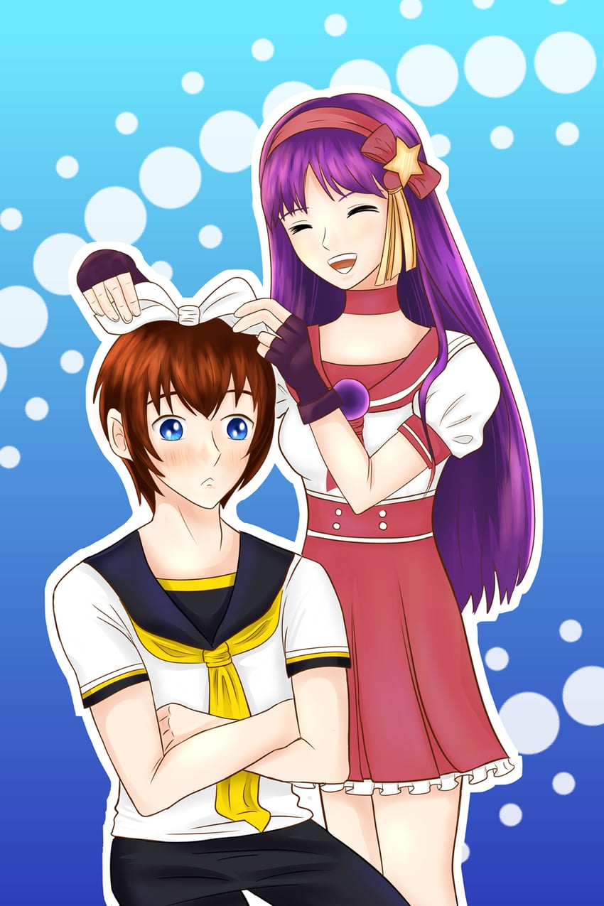 kagamine rin, asamiya athena, and chris (vocaloid and 2 more) drawn by kawaiistorm