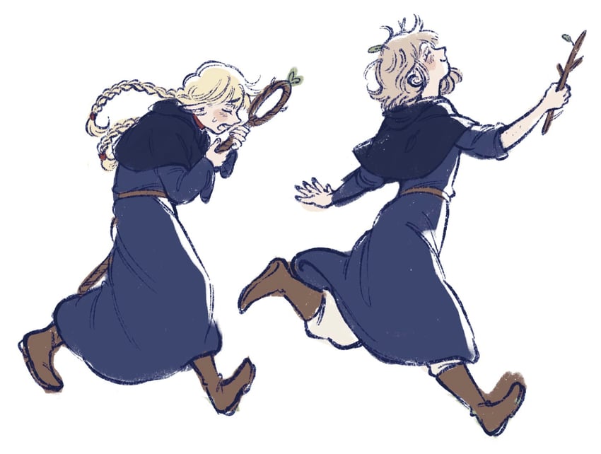 marcille donato and falin touden (dungeon meshi) drawn by ginakusgf