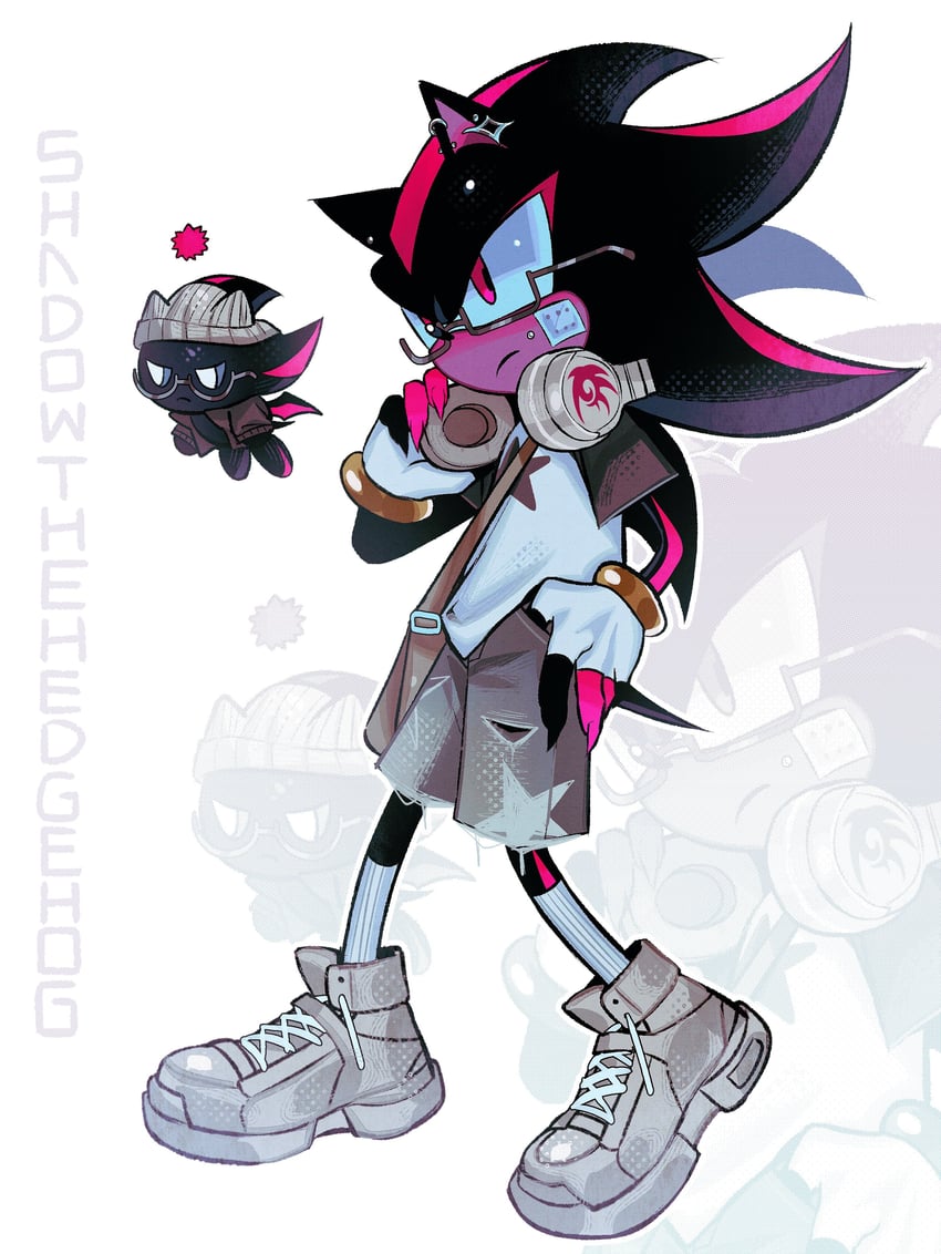shadow the hedgehog, dark chao, and shadow chao (sonic) drawn by sa1k_a