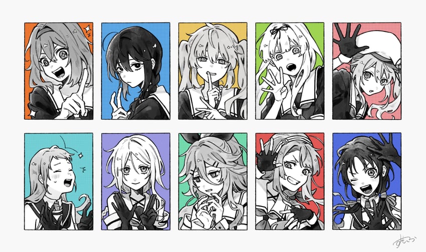 shigure, yuudachi, samidare, murasame, yamakaze, and 5 more (kantai collection) drawn by sumoffu