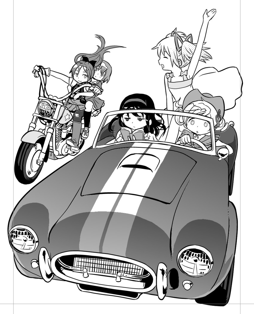 akemi homura, kaname madoka, miki sayaka, sakura kyoko, and tomoe mami (mahou shoujo madoka magica) drawn by fuwa_daisuke
