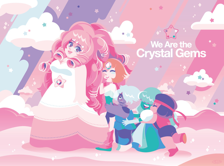 pearl, amethyst, rose quartz universe, sapphire, and ruby (steven universe) drawn by nitlo