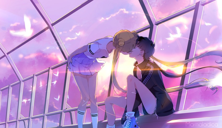 tsukino usagi and seiya kou (bishoujo senshi sailor moon and 1 more) drawn by marmaladica