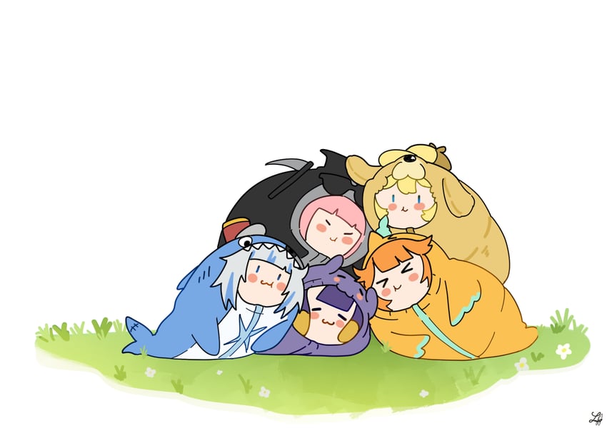 gawr gura, mori calliope, ninomae ina'nis, takanashi kiara, and watson amelia (hololive and 1 more) drawn by lucferz