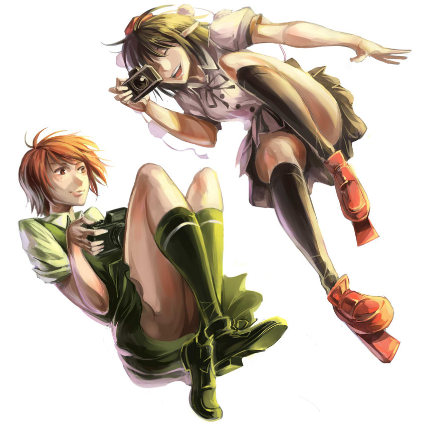 shameimaru aya and koizumi mahiru (touhou and 2 more) drawn by ruukii_drift
