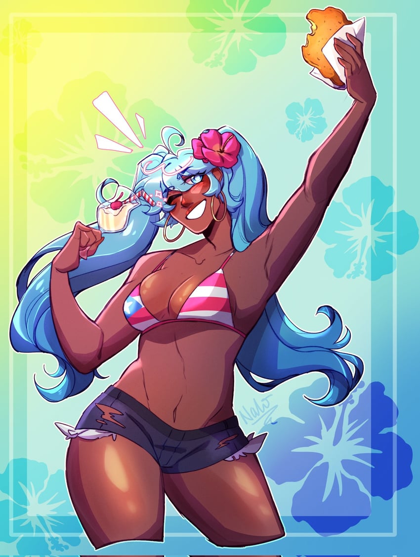 hatsune miku and puerto rican miku (vocaloid) drawn by minerva_novaa