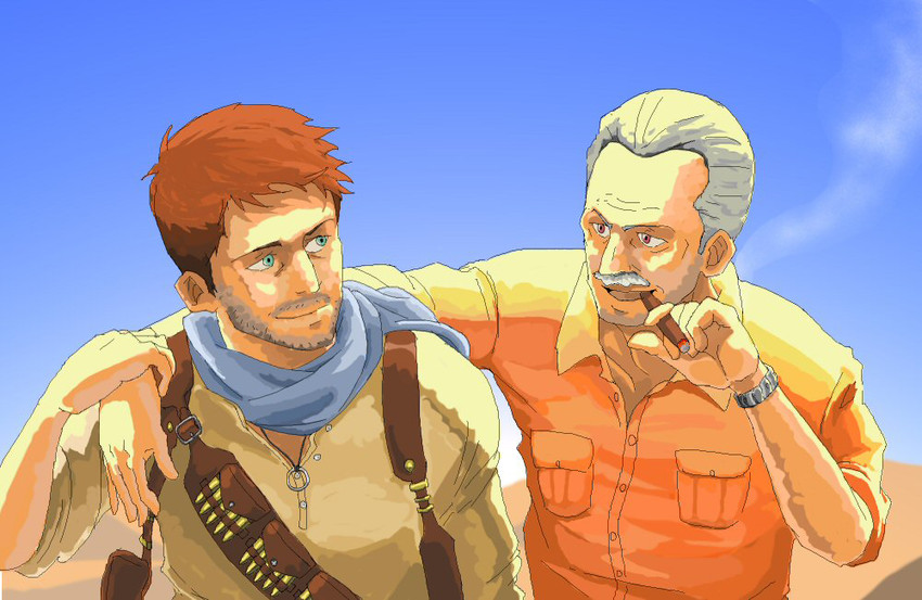 nathan drake and victor sullivan (uncharted) drawn by oobatan