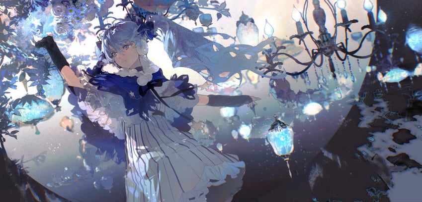 hatsune miku and fuyu no yoru miku (vocaloid) drawn by lobelia_(saclia)