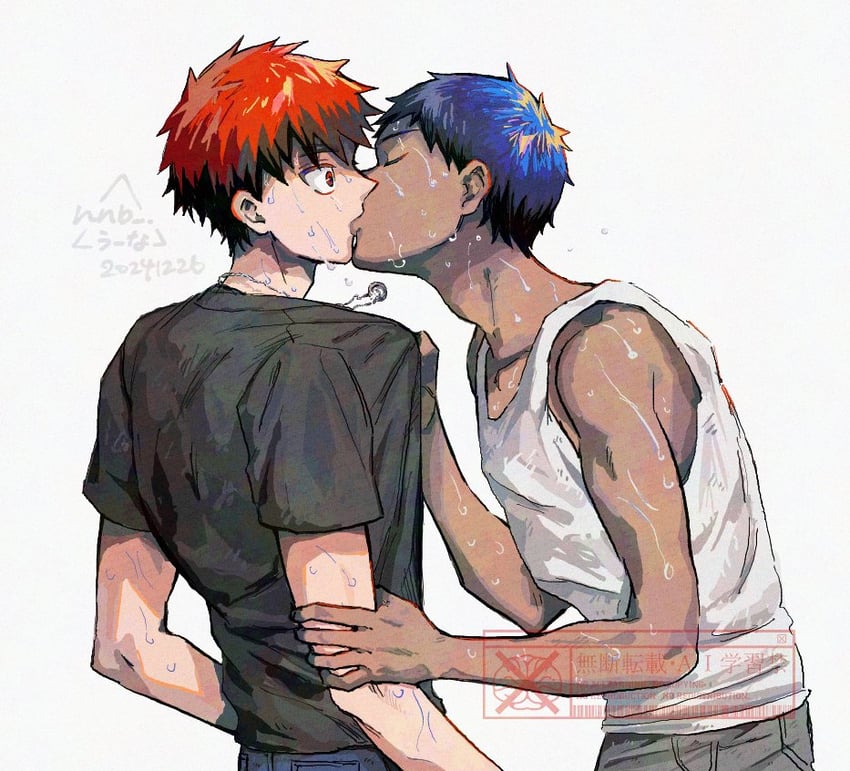aomine daiki and kagami taiga (kuroko no basuke) drawn by newnnb