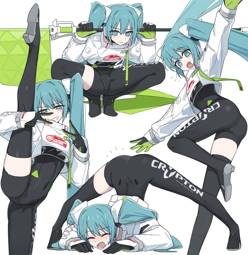 hatsune miku and racing miku (vocaloid and 1 more) drawn by channel_(caststation)