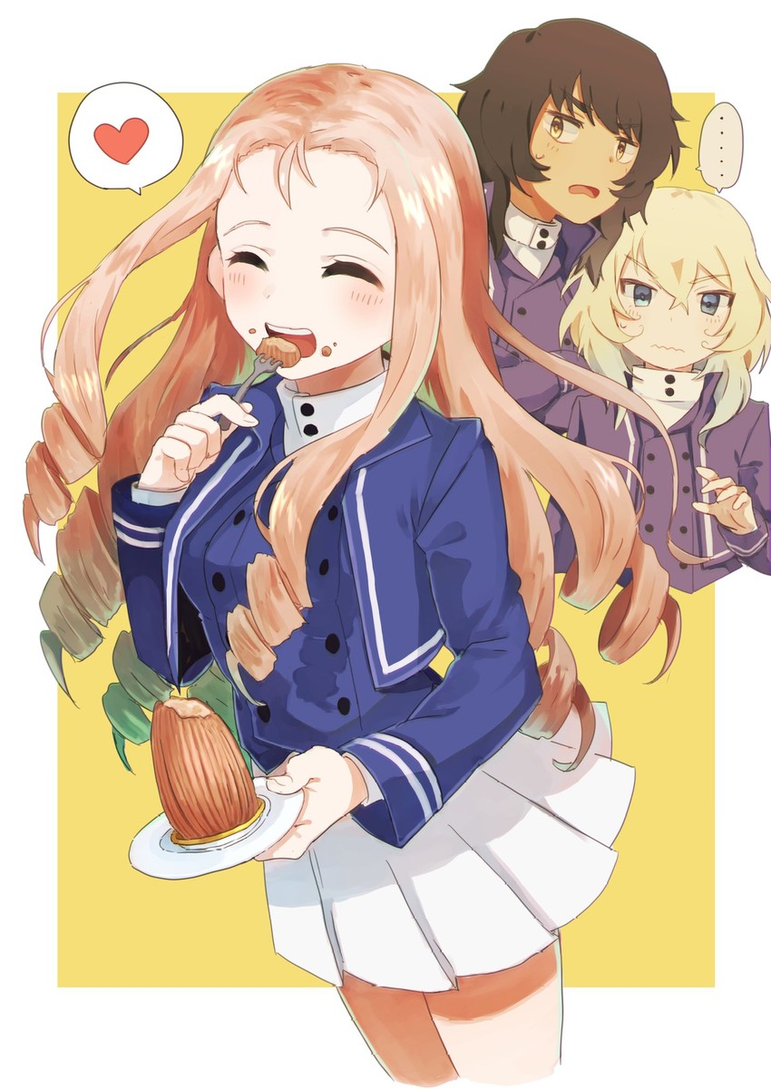 andou, oshida, and marie (girls und panzer) drawn by senta_(ysk_0218)