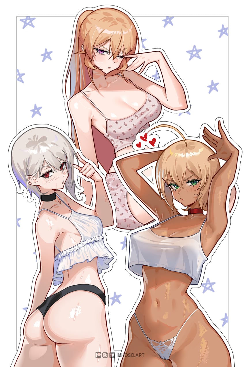 nakiri erina, nakiri alice, and mito ikumi (shokugeki no souma) drawn by inhoso