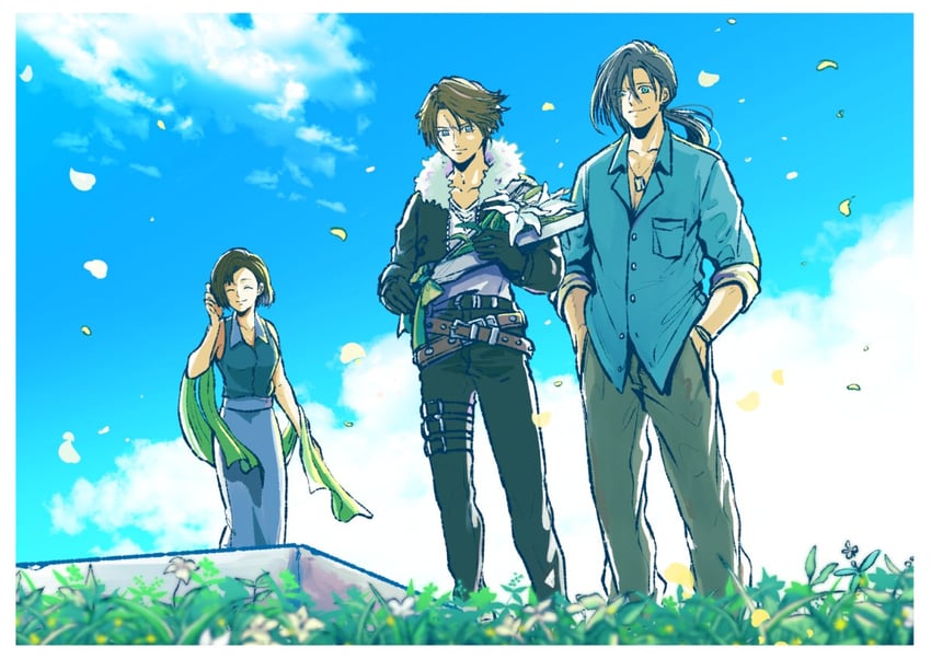 squall leonhart, laguna loire, and ellone (final fantasy and 1 more) drawn by nisankagames