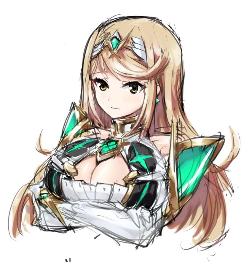 mythra (xenoblade chronicles and 1 more) drawn by tavn