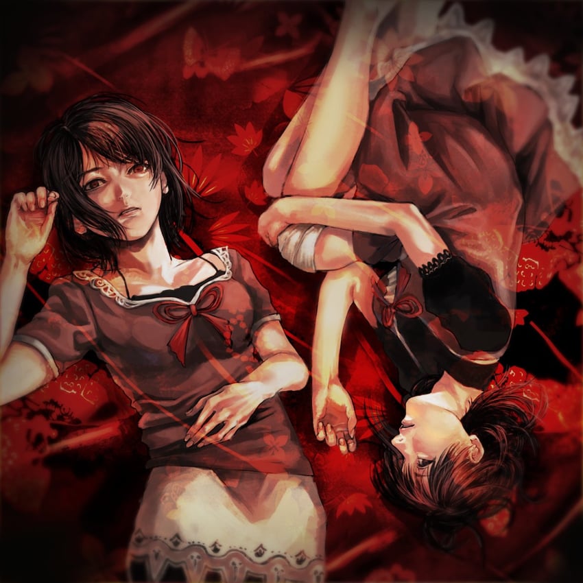 amakura mio and amakura mayu (fatal frame and 1 more) drawn by gauss_<bokashi
