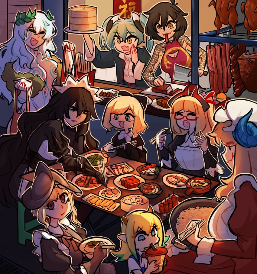 executioner maid, flareze, pictish witch, dragon maid, ruru, and 4 more (original) drawn by centurii-chan