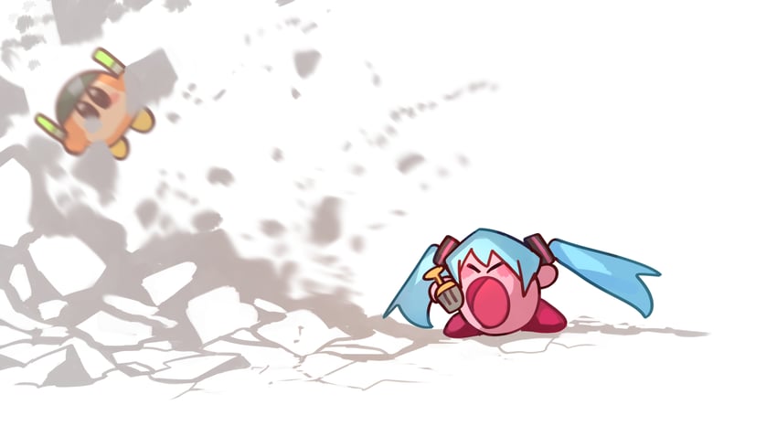 hatsune miku, kirby, bandana waddle dee, and mike kirby (vocaloid and 1 more) drawn by shiburingaru