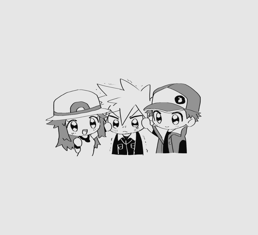 red, blue oak, and leaf (pokemon and 3 more) drawn by sekaiitinoki