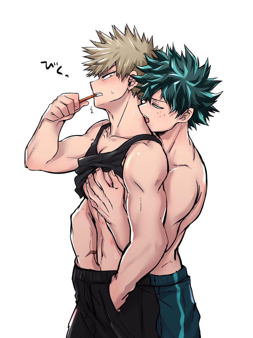 midoriya izuku and bakugou katsuki (boku no hero academia) drawn by chiyaya